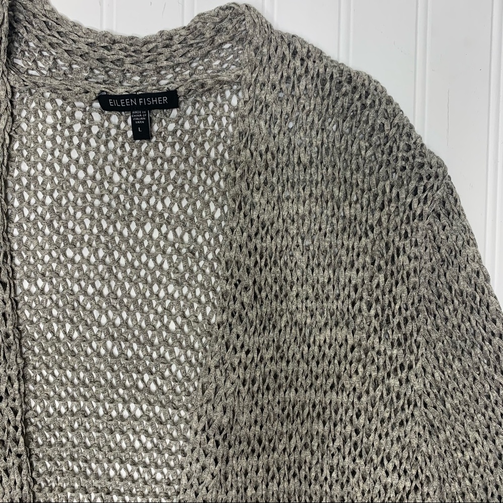 Eileen Fisher Gray Open Front Knit Cardigan - Picture 6 of 13